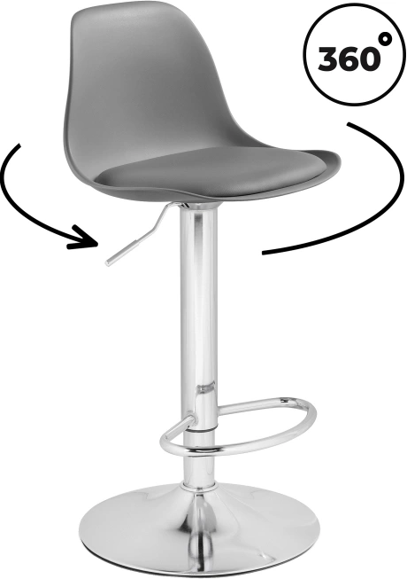 Барный стул Soft, пластик / экокожа серый / хром