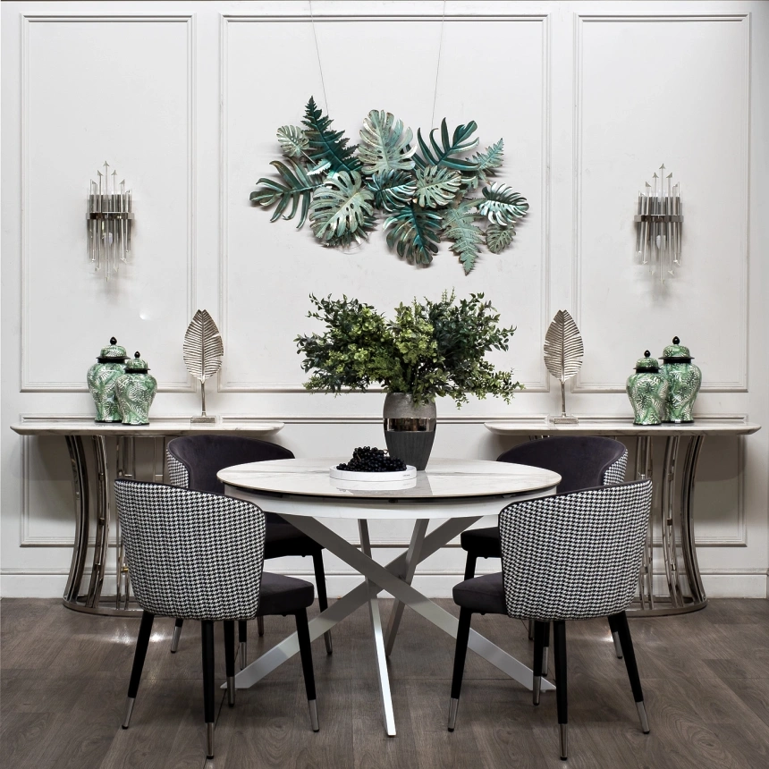 Обеденный раздвижной стол 83MC-1907DT WH, 120(170), керамика, белый мрамор / белый