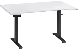Стол компьютерный Маркос, 140, с механизмом подъема, белая шагрень / черный