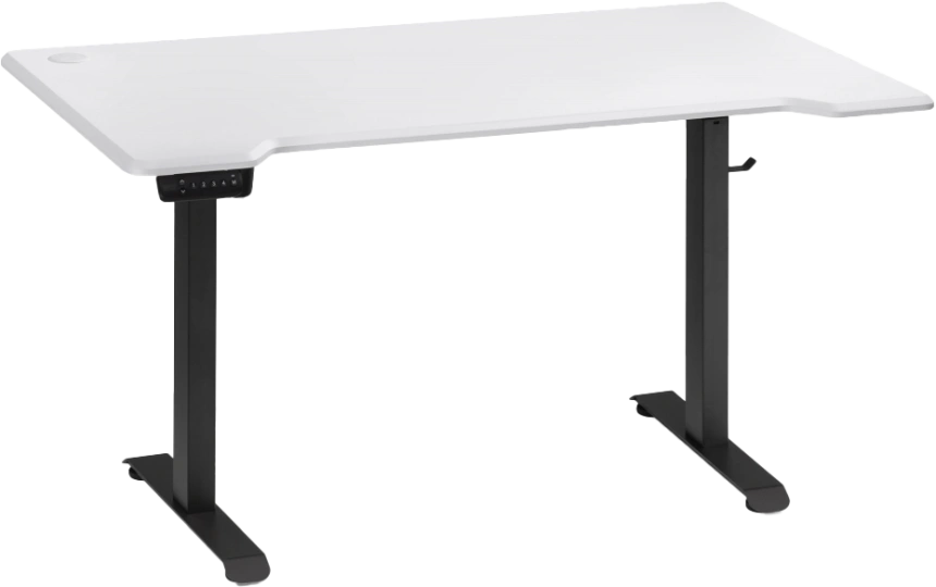 Стол компьютерный Маркос, 140, с механизмом подъема, белая шагрень / черный