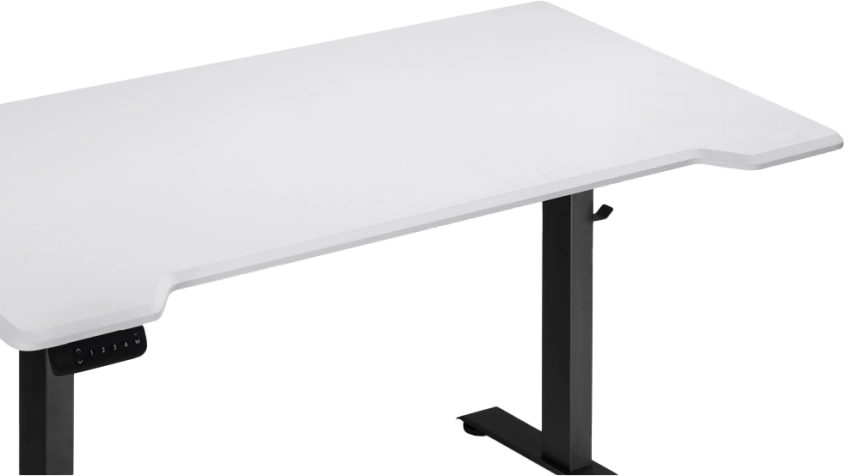 Стол компьютерный Маркос, 140, с механизмом подъема, белая шагрень / черный