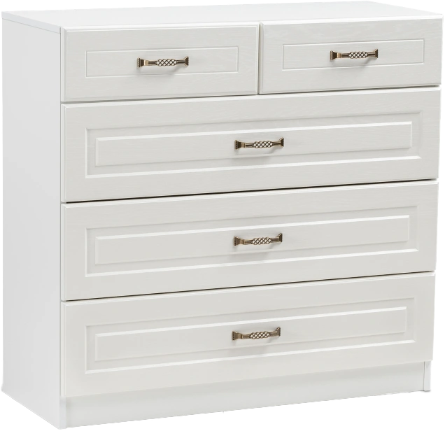 Комод Ливерпуль, с шестью ящиками, белый / ясень ваниль