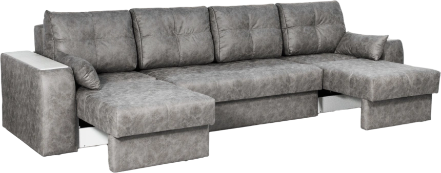 Диван прямой Остин 3, ткань Buffalo grey, декор Рамух белый