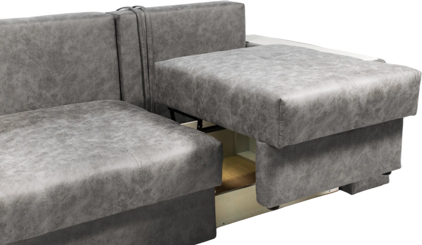 Диван прямой Остин 3, ткань Buffalo grey, декор Рамух белый