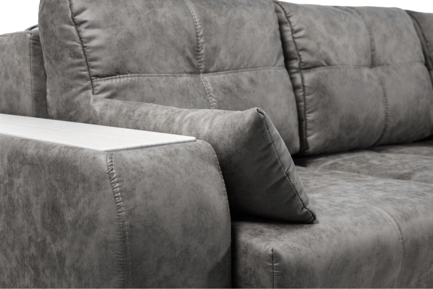 Диван прямой Остин 3, ткань Buffalo grey, декор Рамух белый