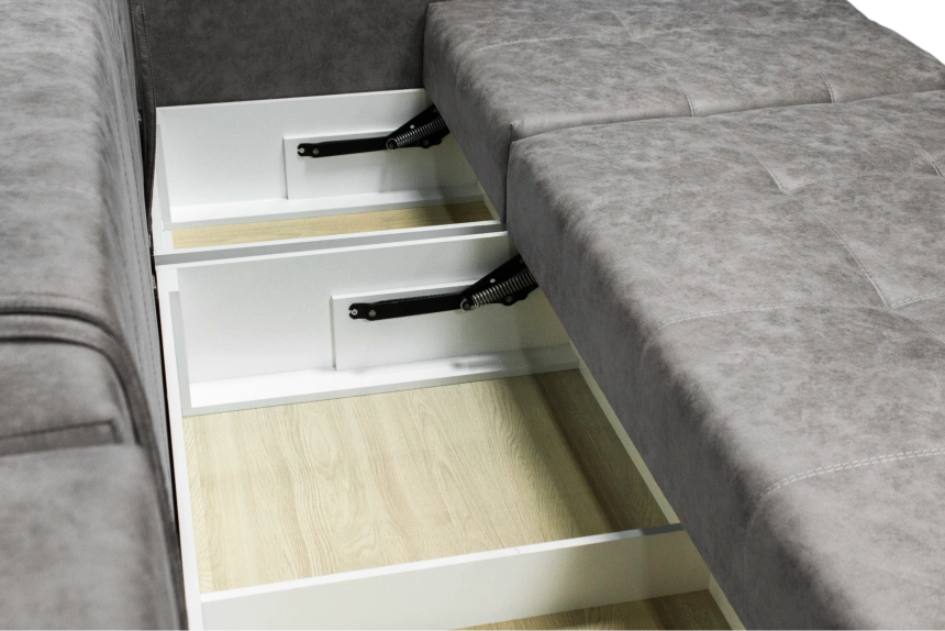 Диван прямой Остин 3, ткань Buffalo grey, декор Рамух белый