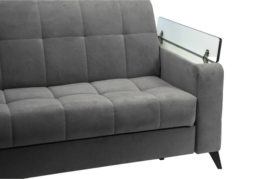 Диван прямой Нельсон 155, ткань Lamb storm, декор Венге