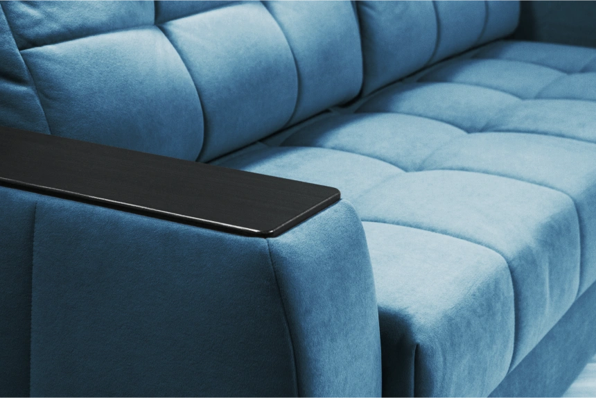 Диван прямой Сиэтл, ткань Lamb slate, декор Структурный Кофе