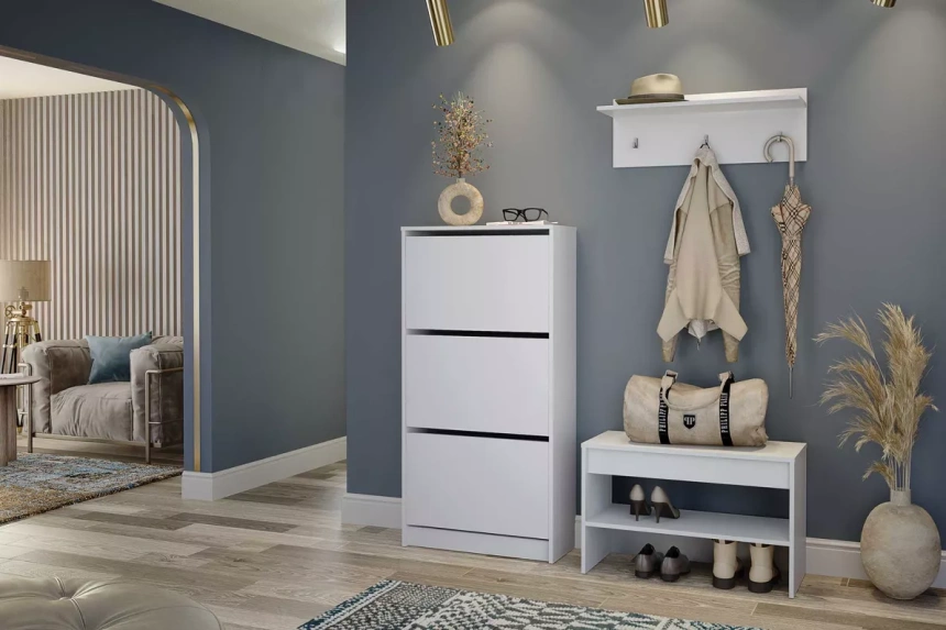 Тумба для обуви Лофт 3 фасада, 68x134.7x28, Белый