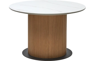 Кухонный стол Mesa D120, цвет белый мрамор M326, каркас Oak