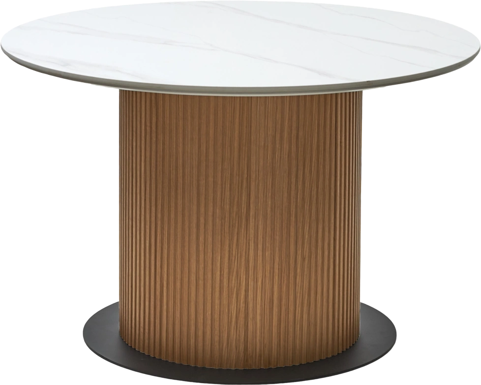 Кухонный стол Mesa D120, цвет белый мрамор M326, каркас Oak