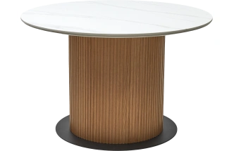 Кухонный стол Mesa D120, цвет белый мрамор M326, каркас Oak