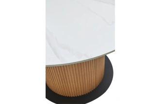 Кухонный стол Mesa D120, цвет белый мрамор M326, каркас Oak