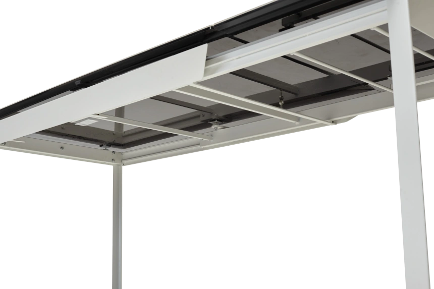 Кухонный стол раздвижной Cremona 140, High Gloss Statuario Белый мрамор глянцевый, керамика, белый каркас