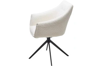 Стул Clouds, мягкий, поворотный, белый Wales 101, букле, черный каркас