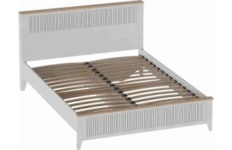 Кровать Валенсия 180, двуспальная, персидский жемчуг / дуб натуральный светлый