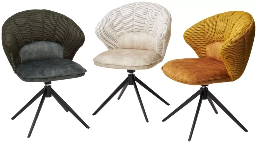 Стул Astra, поворотный, желтый Sonic 68 ткань, 7525-132 велюр, черный каркас