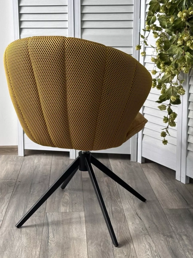 Стул Astra, поворотный, желтый Sonic 68 ткань, 7525-132 велюр, черный каркас