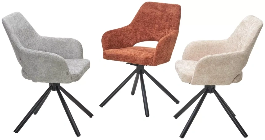 Стул Nuri, поворотный, 3018-09 терракотовый, шенилл, черный каркас