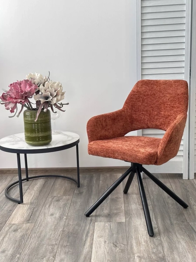 Стул Nuri, поворотный, 3018-09 терракотовый, шенилл, черный каркас