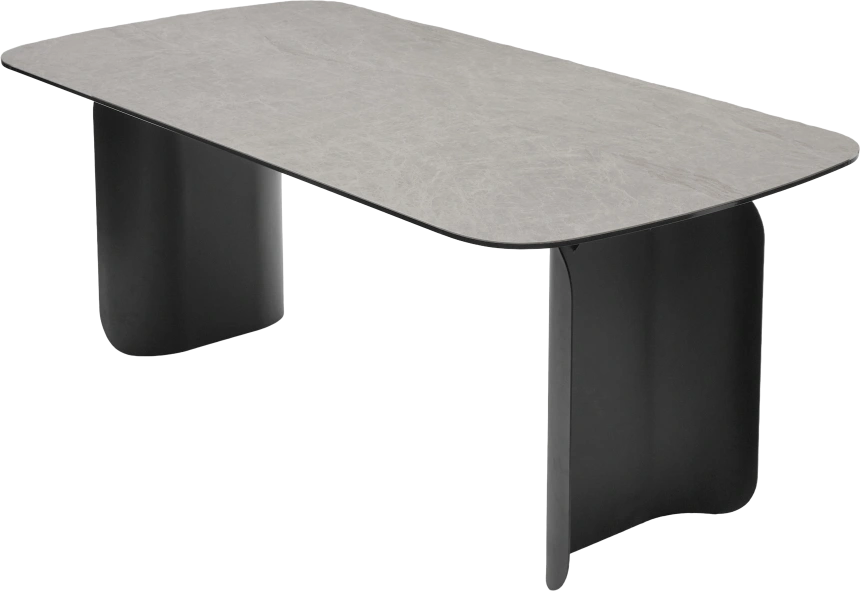 Кухонный стол Nord 200, TL-102 Бежевый мрамор, испанская керамика, черный каркас