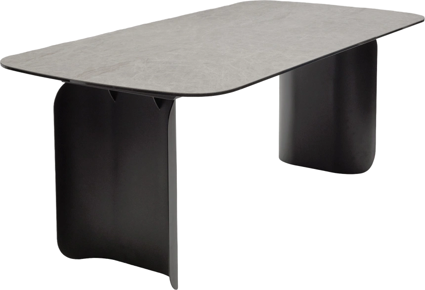 Кухонный стол Nord 200, TL-102 Бежевый мрамор, испанская керамика, черный каркас