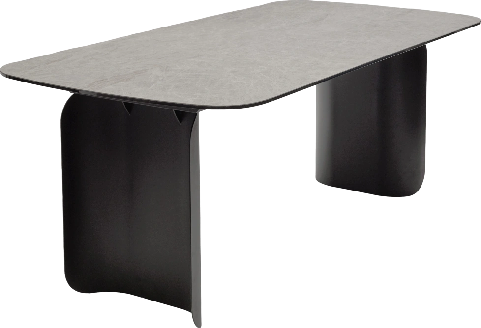 Кухонный стол Nord 200, TL-102 Бежевый мрамор, испанская керамика, черный каркас