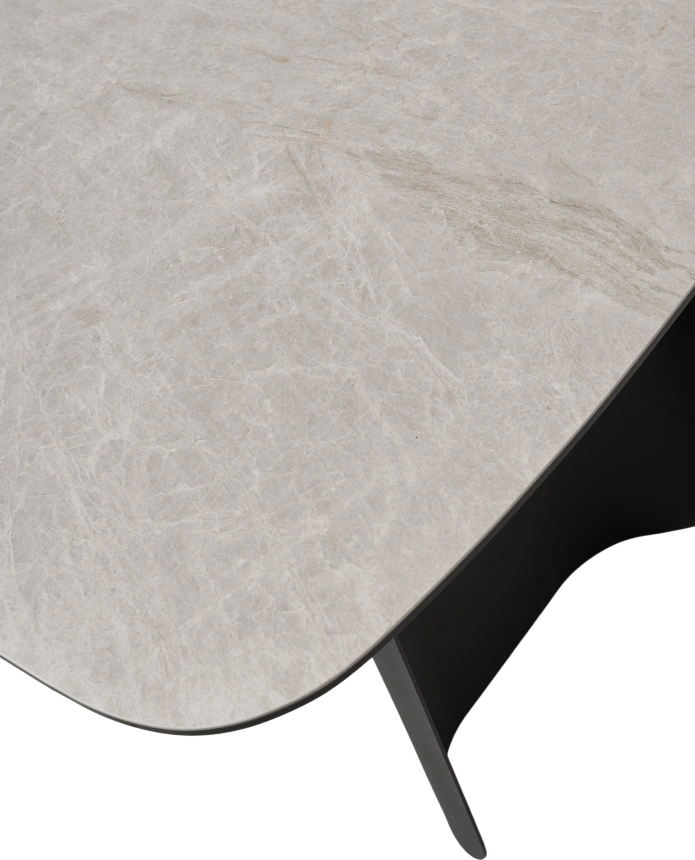Кухонный стол Nord 200, TL-102 Бежевый мрамор, испанская керамика, черный каркас