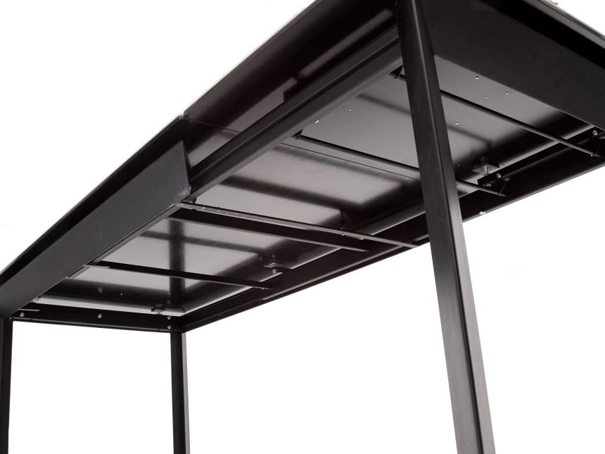 Кухонный стол раздвижной Cremona 140, High Gloss Statuario Белый мрамор глянцевый, керамика, черный каркас