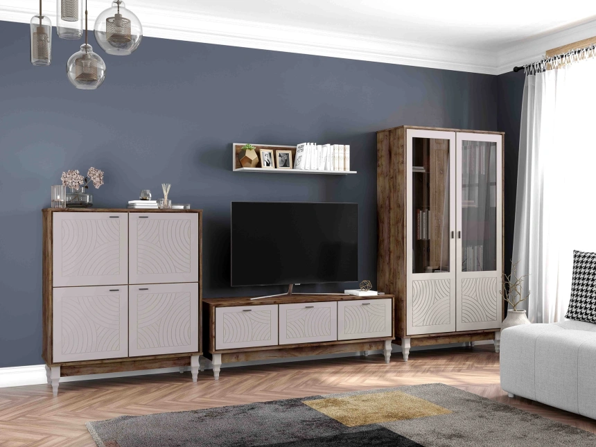 Полка навесная №1 Вирджиния, таксония / светло-серый софт