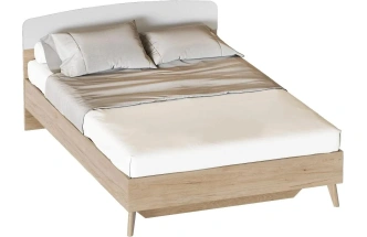 Кровать Калгари 140, полутораспальная, дуб натуральный светлый / белый матовый