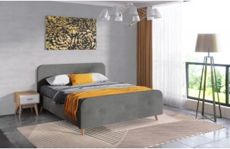 Кровать Сиерра 160, мягкая, двуспальная, торонто серый