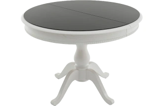 Кухонный стол Фабрицио 1, Glass, D 100, черный, стекло, каркас белый