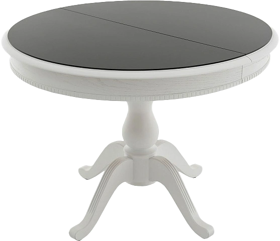 Кухонный стол Фабрицио 1, Glass, D 100, черный, стекло, каркас белый