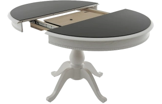 Кухонный стол Фабрицио 1, Glass, D 100, черный, стекло, каркас белый