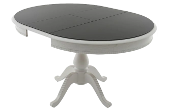 Кухонный стол Фабрицио 1, Glass, D 100, черный, стекло, каркас белый