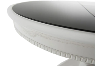 Кухонный стол Фабрицио 1, Glass, D 100, черный, стекло, каркас белый