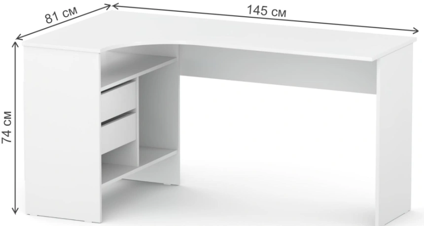 Стол компьютерный левый СПм-25, белый