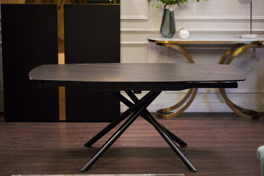 Обеденный раздвижной стол 83MC-1957DT BL, 120(178), керамика, черный мрамор / черный