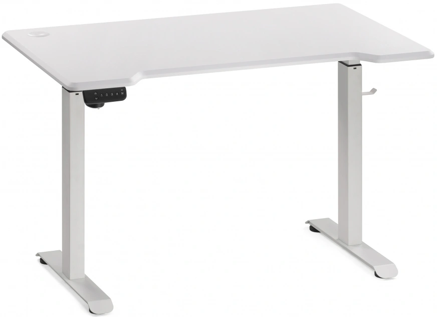 Стол компьютерный Маркос, 120, с механизмом подъема, белый / шагрень белая