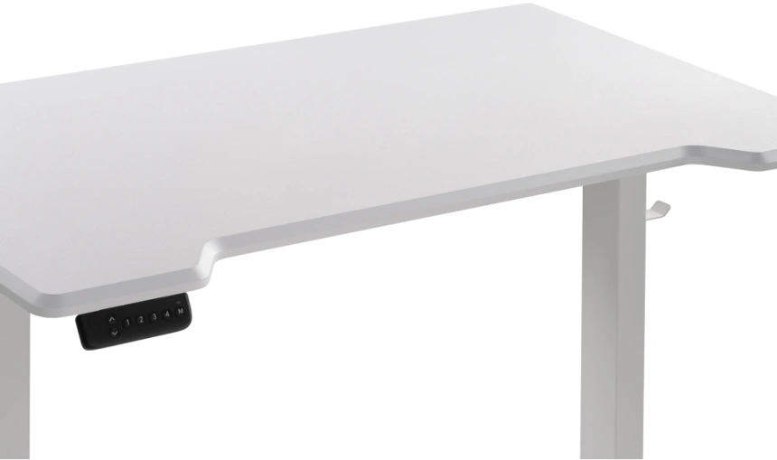 Стол компьютерный Маркос, 120, с механизмом подъема, белый / шагрень белая