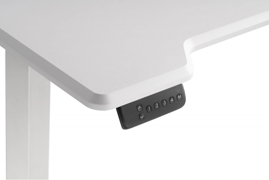 Стол компьютерный Маркос, 120, с механизмом подъема, белый / шагрень белая