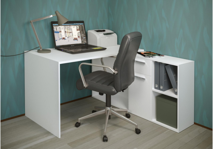 Стол компьютерный Лайт, 03.245F, белый гладкий 101