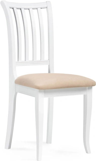 Деревянный стул Фрезино, велюр бежевый / белый