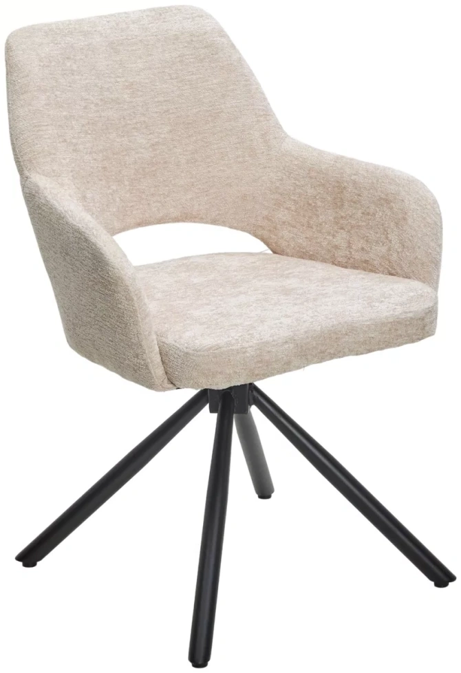Стул Nuri, поворотный, 3018-10 бежевый, шенилл, черный каркас