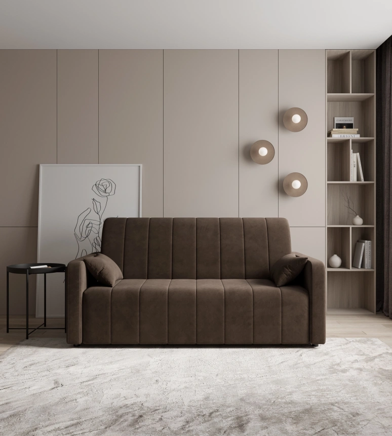 ​Диван прямой Борго 160, модель 107, Ultra Chocolate​ (шоколадный) / венге