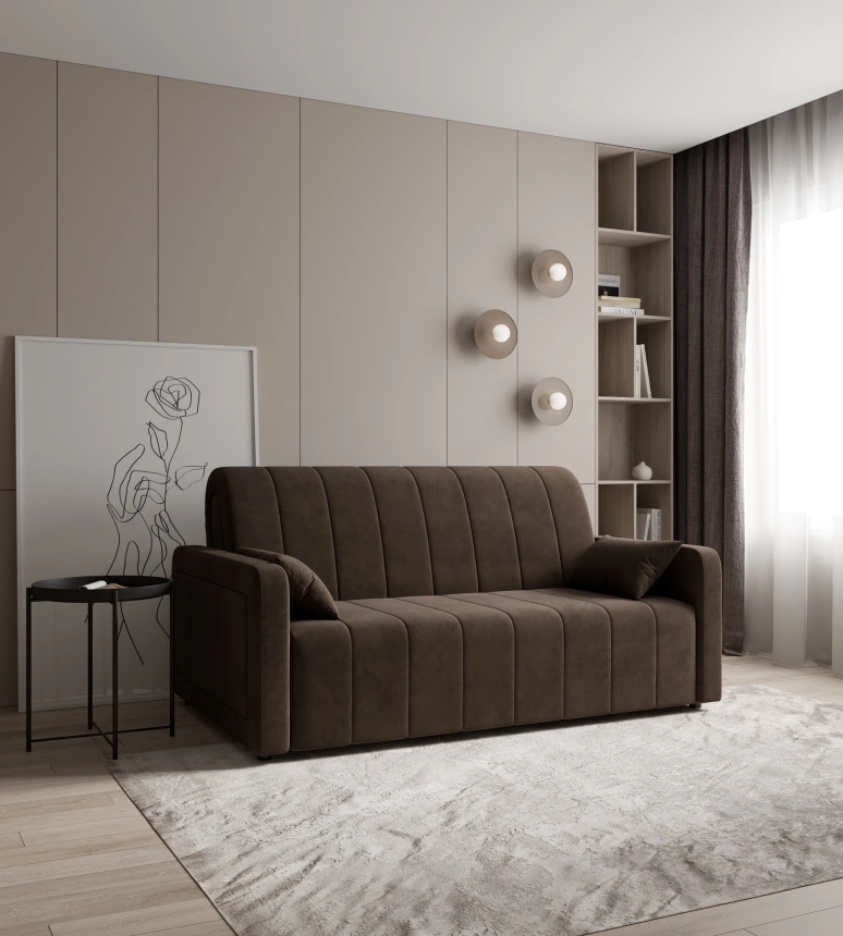 ​Диван прямой Борго 160, модель 107, Ultra Chocolate​ (шоколадный) / венге