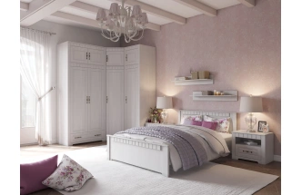 Кровать Прованс 140, полутораспальная, бодега белая / патина премиум