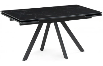 Обеденный раздвижной стол Вилли 140(200), керамика, черный мрамор / черный