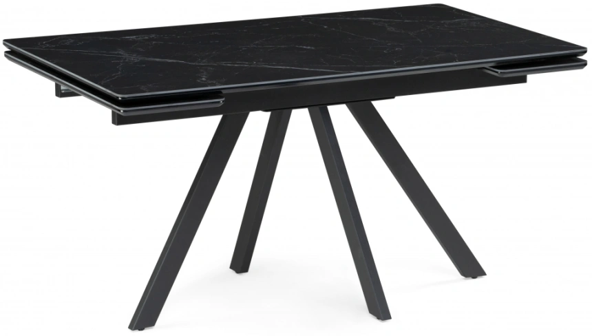 Обеденный раздвижной стол Вилли 140(200), керамика, черный мрамор / черный